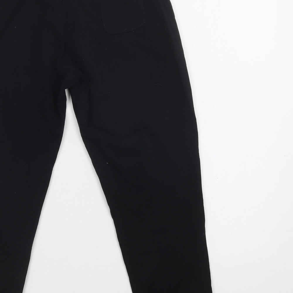 DOMYOS Womens Black  Cotton Cropped Trousers Size S L23 in Regular Drawstring