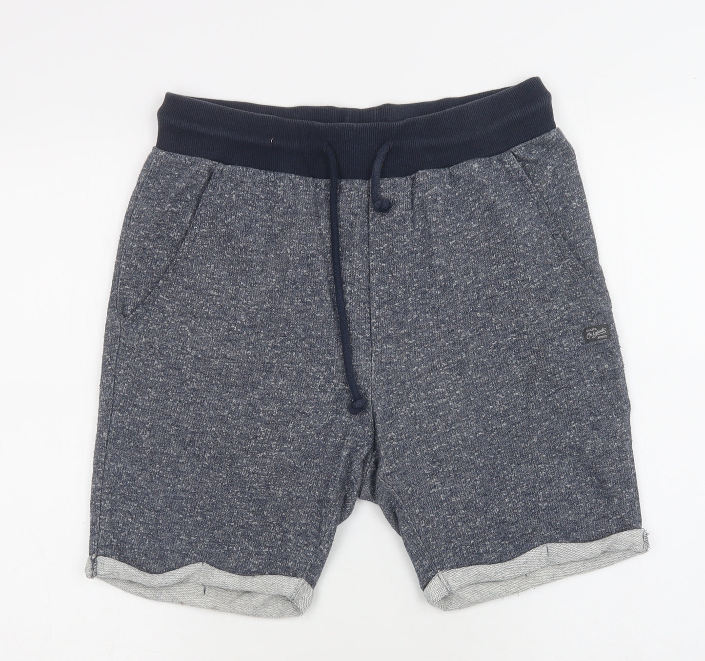 JACK & JONES Mens Blue  Cotton Sweat Shorts Size S L7 in Regular Drawstring