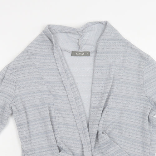 Oasis Womens Blue Collared  Polyester Cardigan Jumper Size S