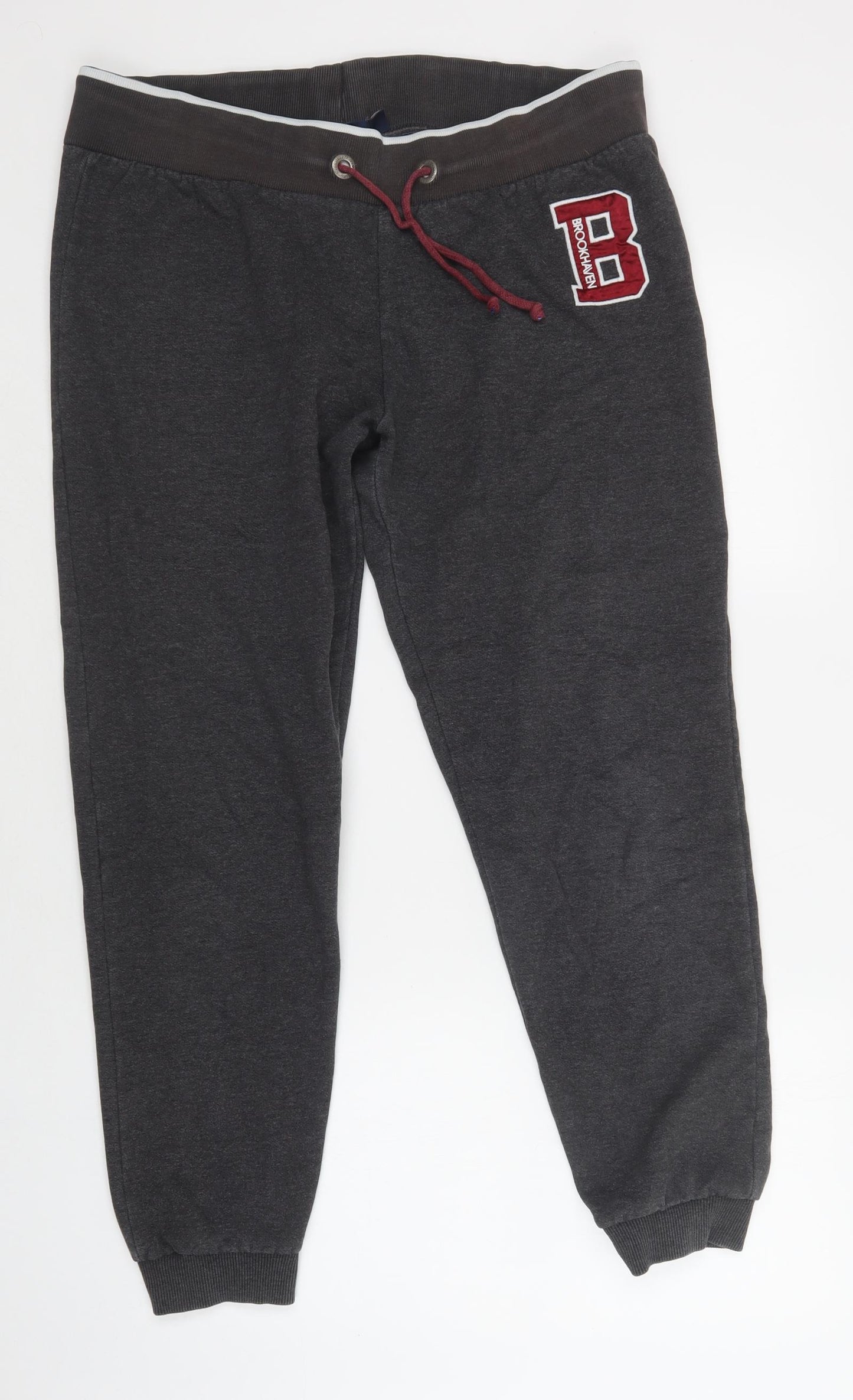 Brookhaven Womens Grey  Cotton Jogger Trousers Size 14 L29 in Regular Drawstring