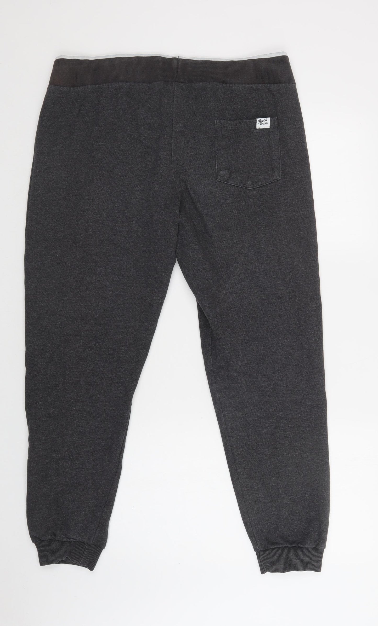 Brookhaven Womens Grey  Cotton Jogger Trousers Size 14 L29 in Regular Drawstring