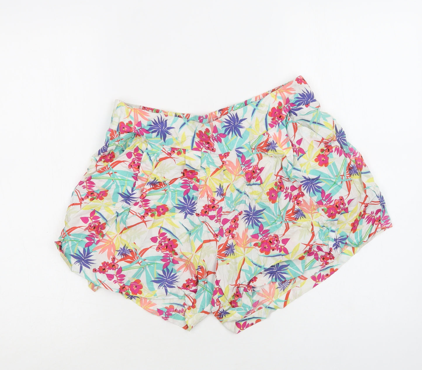 Peacocs Womens Multicoloured Floral Viscose Bermuda Shorts Size 10 L3 in Regular