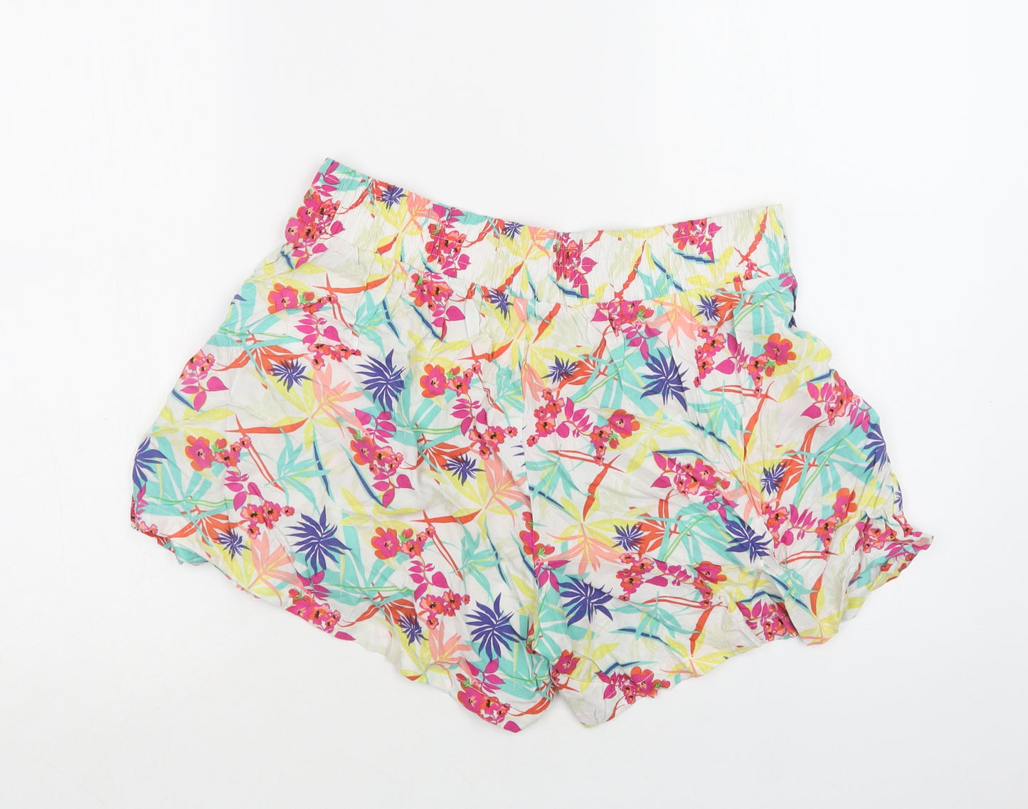 Peacocs Womens Multicoloured Floral Viscose Bermuda Shorts Size 10 L3 in Regular