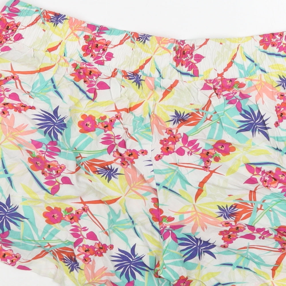 Peacocs Womens Multicoloured Floral Viscose Bermuda Shorts Size 10 L3 in Regular