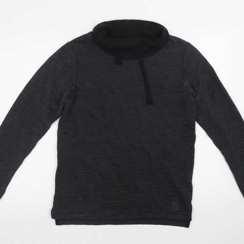 Barrels & Oil Womens Grey Striped Cotton Pullover Sweatshirt Size M