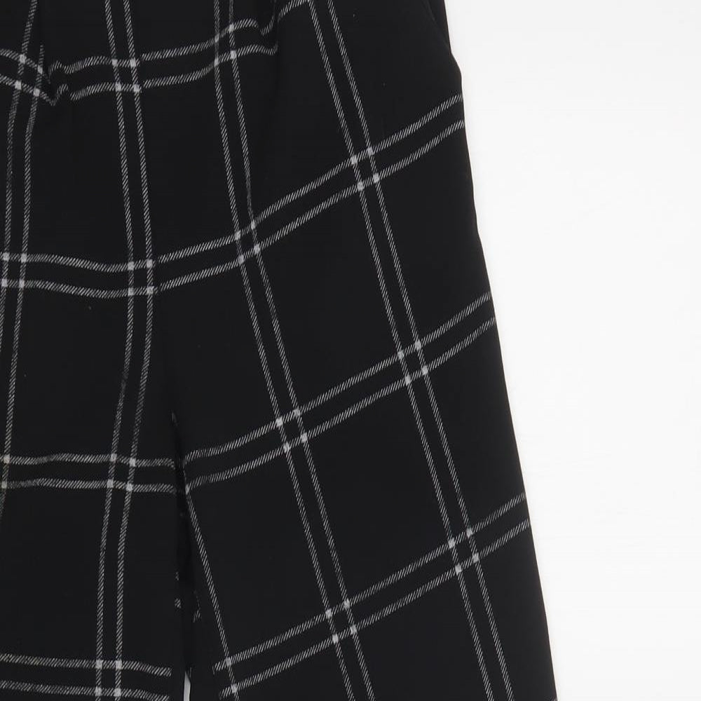 Primark Womens Black Check Polyester Jogger Trousers Size 4 L28 in Regular