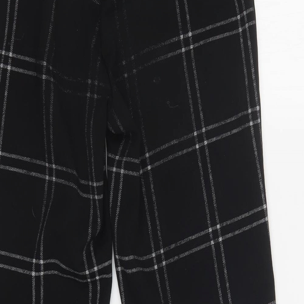 Primark Womens Black Check Polyester Jogger Trousers Size 4 L28 in Regular