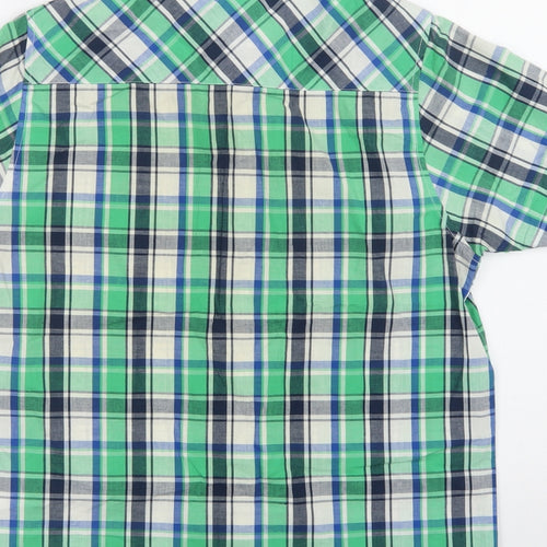 Brave Soul Mens Green Check Cotton  Button-Up Size M Collared Button