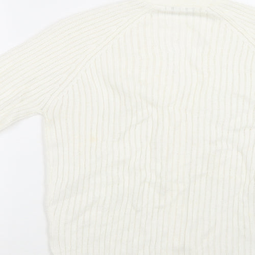 Morley Womens Ivory V-Neck  Acrylic Cardigan Jumper Size 10