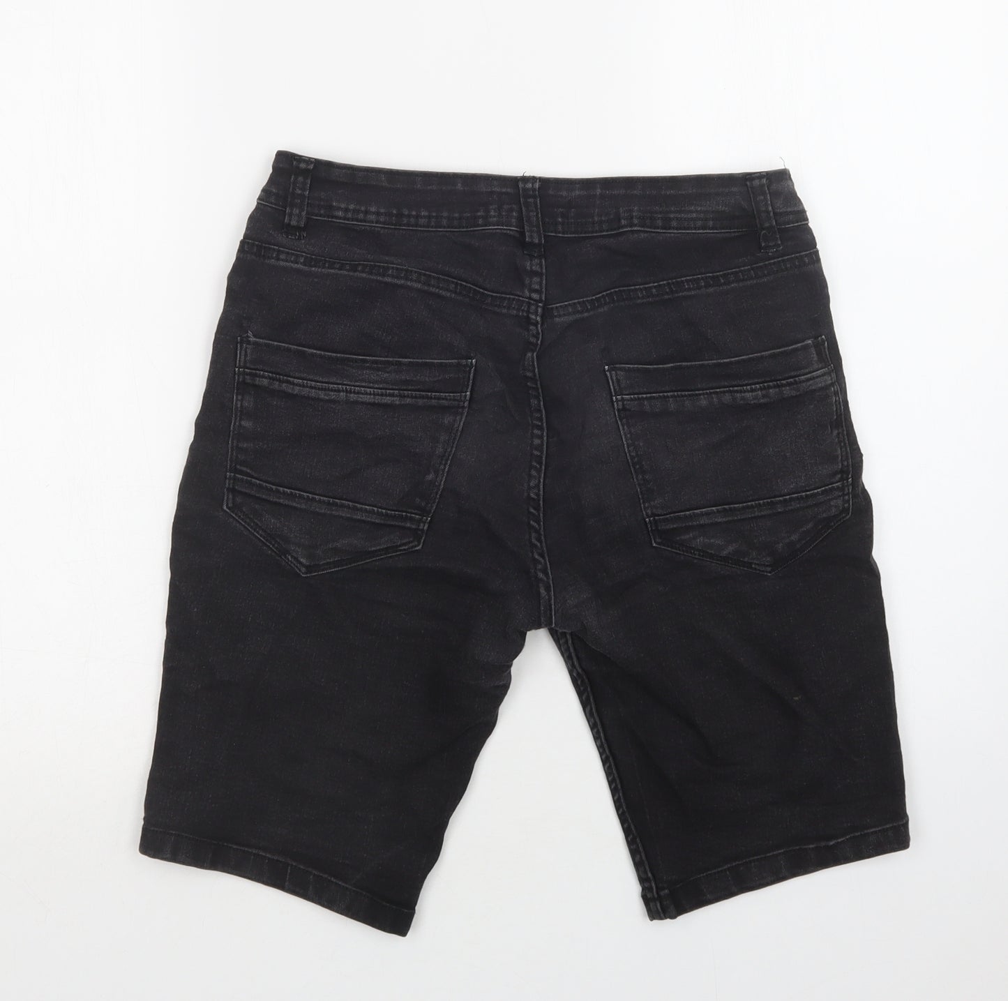 Peacocks Mens Black  Cotton Chino Shorts Size 30 L11 in Regular Button
