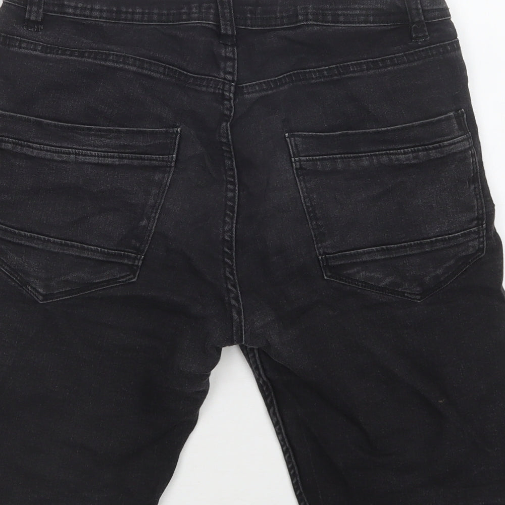 Peacocks Mens Black  Cotton Chino Shorts Size 30 L11 in Regular Button
