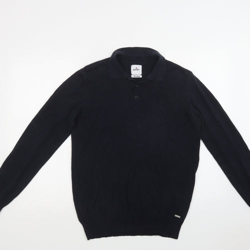 Soviet Mens Blue Collared  Cotton Pullover Jumper Size M