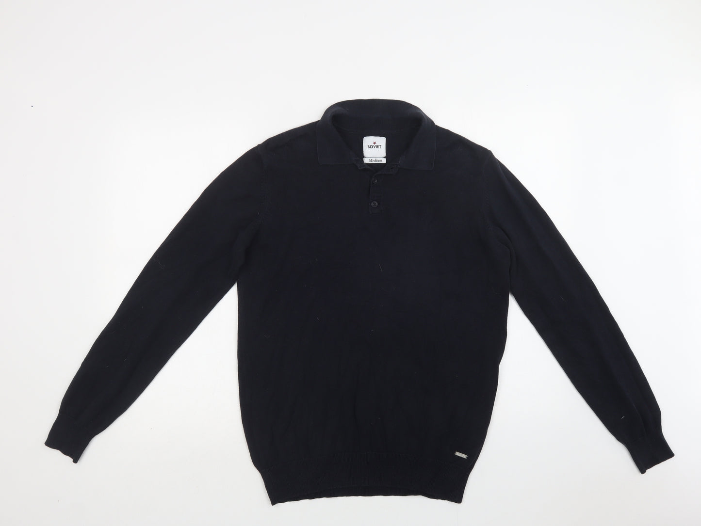 Soviet Mens Blue Collared  Cotton Pullover Jumper Size M