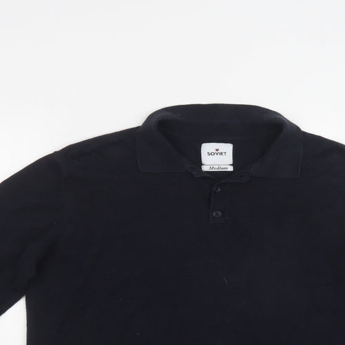 Soviet Mens Blue Collared  Cotton Pullover Jumper Size M
