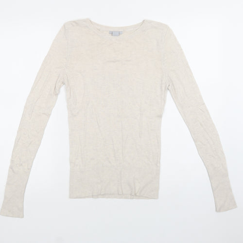 H&M Womens Beige Crew Neck   Pullover Jumper Size S