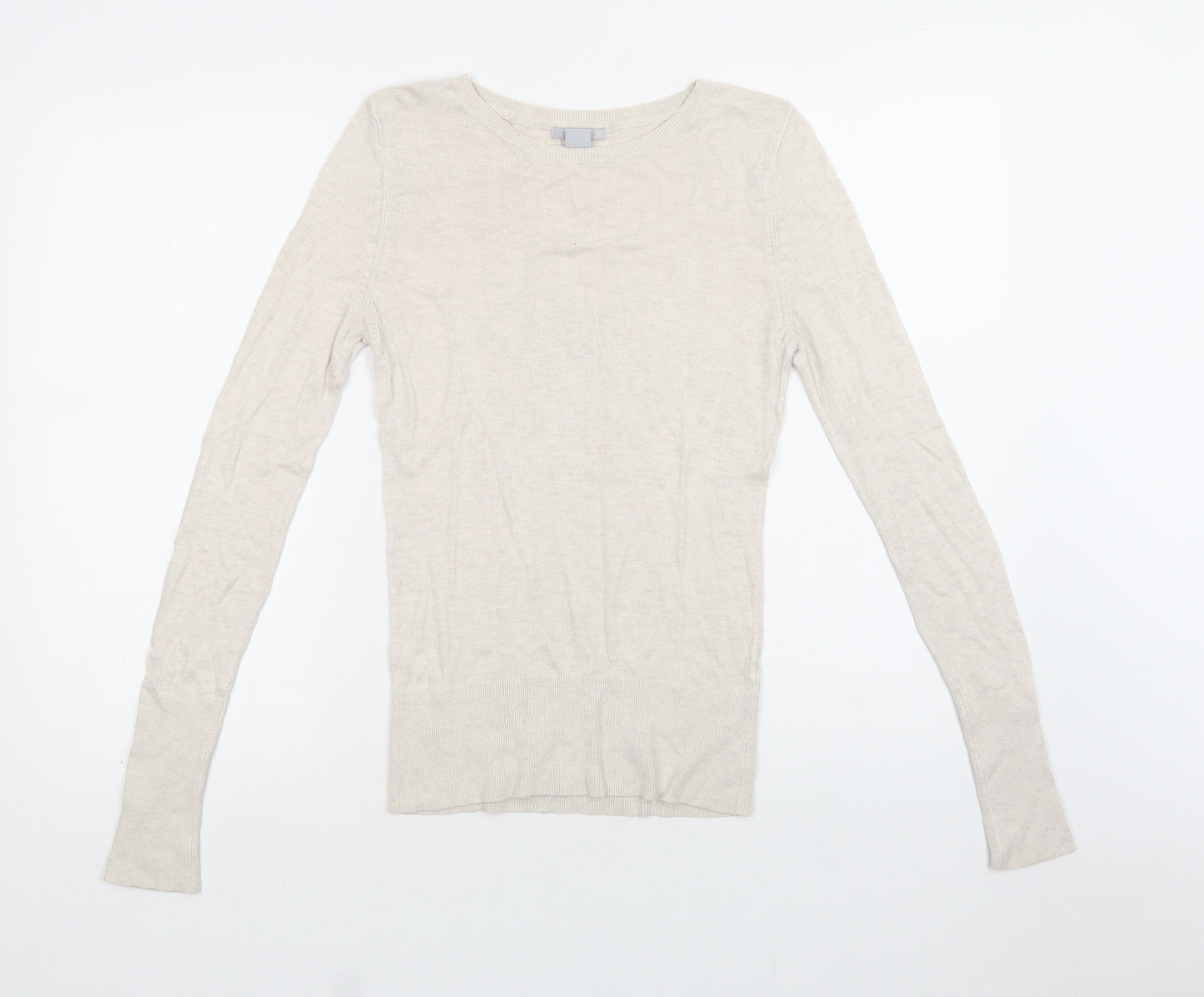 H&M Womens Beige Crew Neck   Pullover Jumper Size S