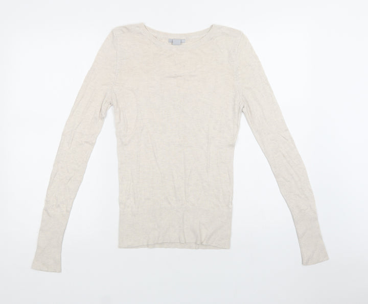 H&M Womens Beige Crew Neck   Pullover Jumper Size S