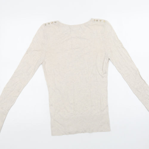H&M Womens Beige Crew Neck   Pullover Jumper Size S