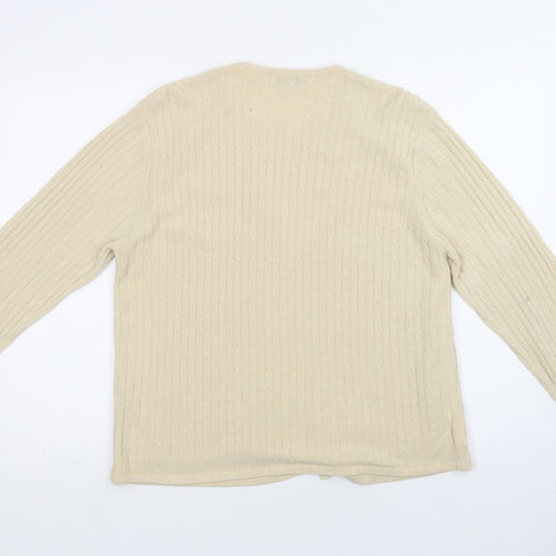 Carolyn Taylor Womens Beige V-Neck  Acrylic Cardigan Jumper Size L