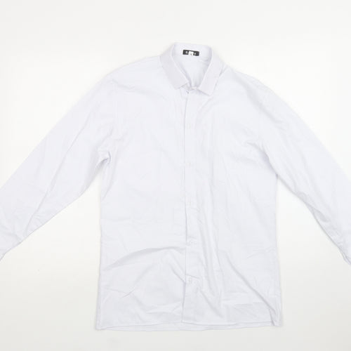 Romario Womens White  Polyester Basic Button-Up Size 14 Collared