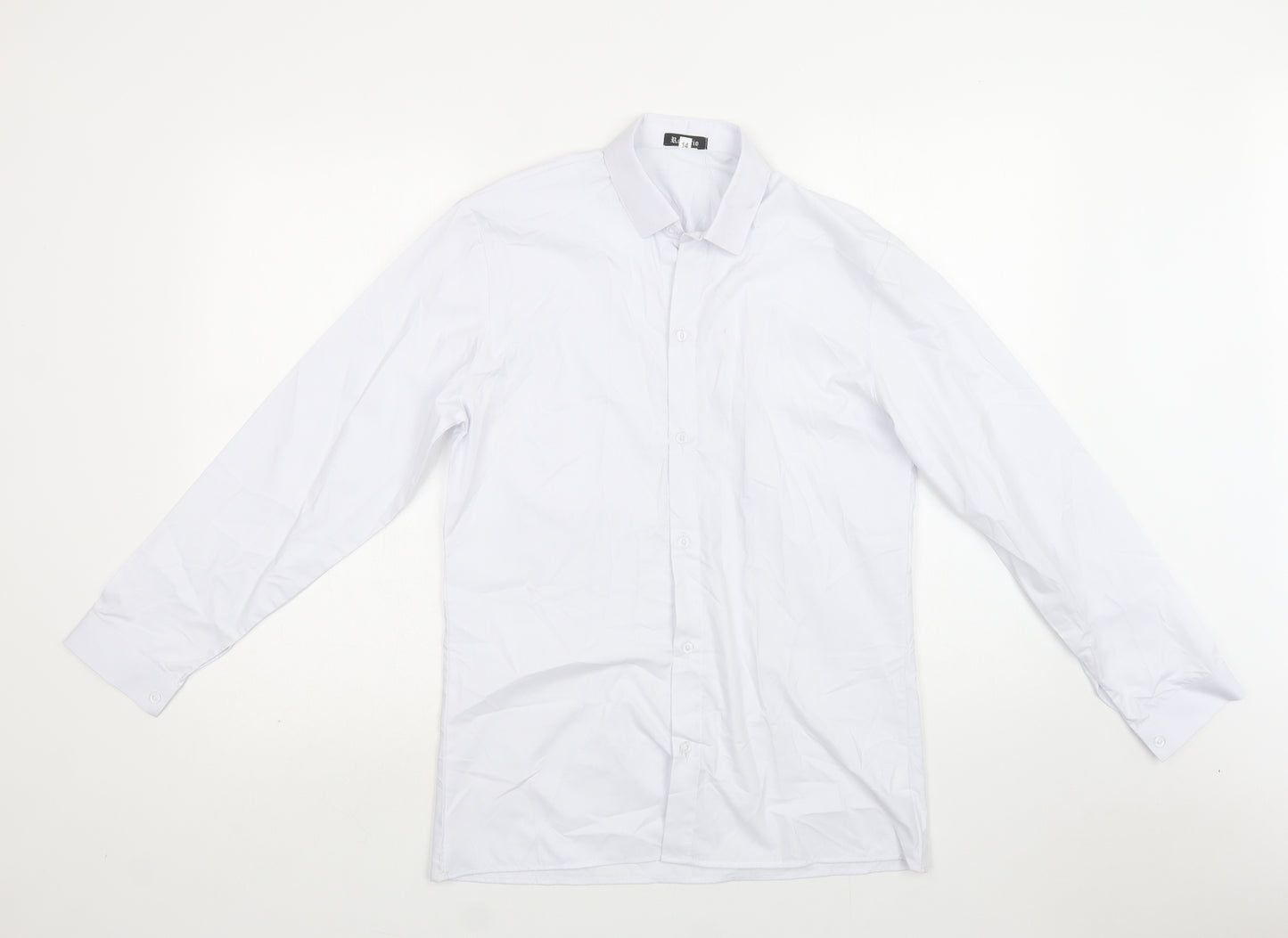 Romario Womens White  Polyester Basic Button-Up Size 14 Collared