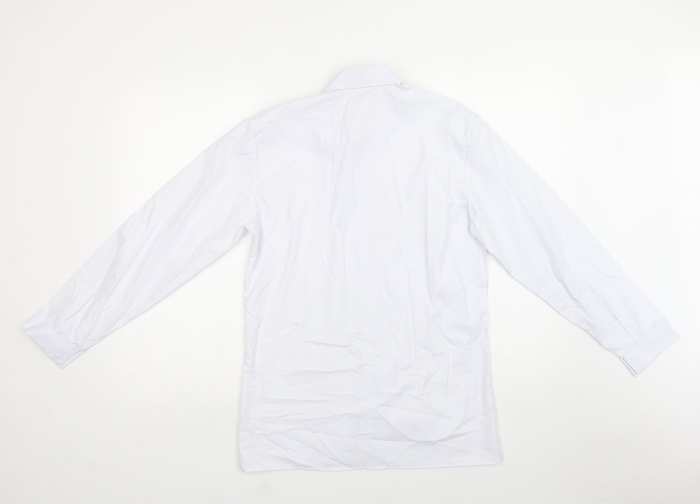 Romario Womens White  Polyester Basic Button-Up Size 14 Collared
