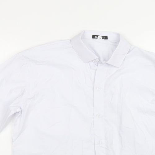 Romario Womens White  Polyester Basic Button-Up Size 14 Collared