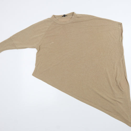 River Island Womens Beige Crew Neck  Polyester Tunic Jumper Size 6