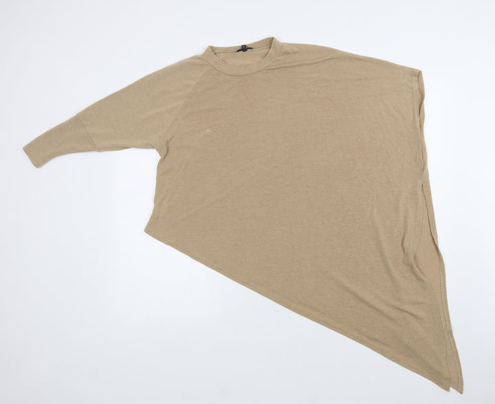 River Island Womens Beige Crew Neck  Polyester Tunic Jumper Size 6