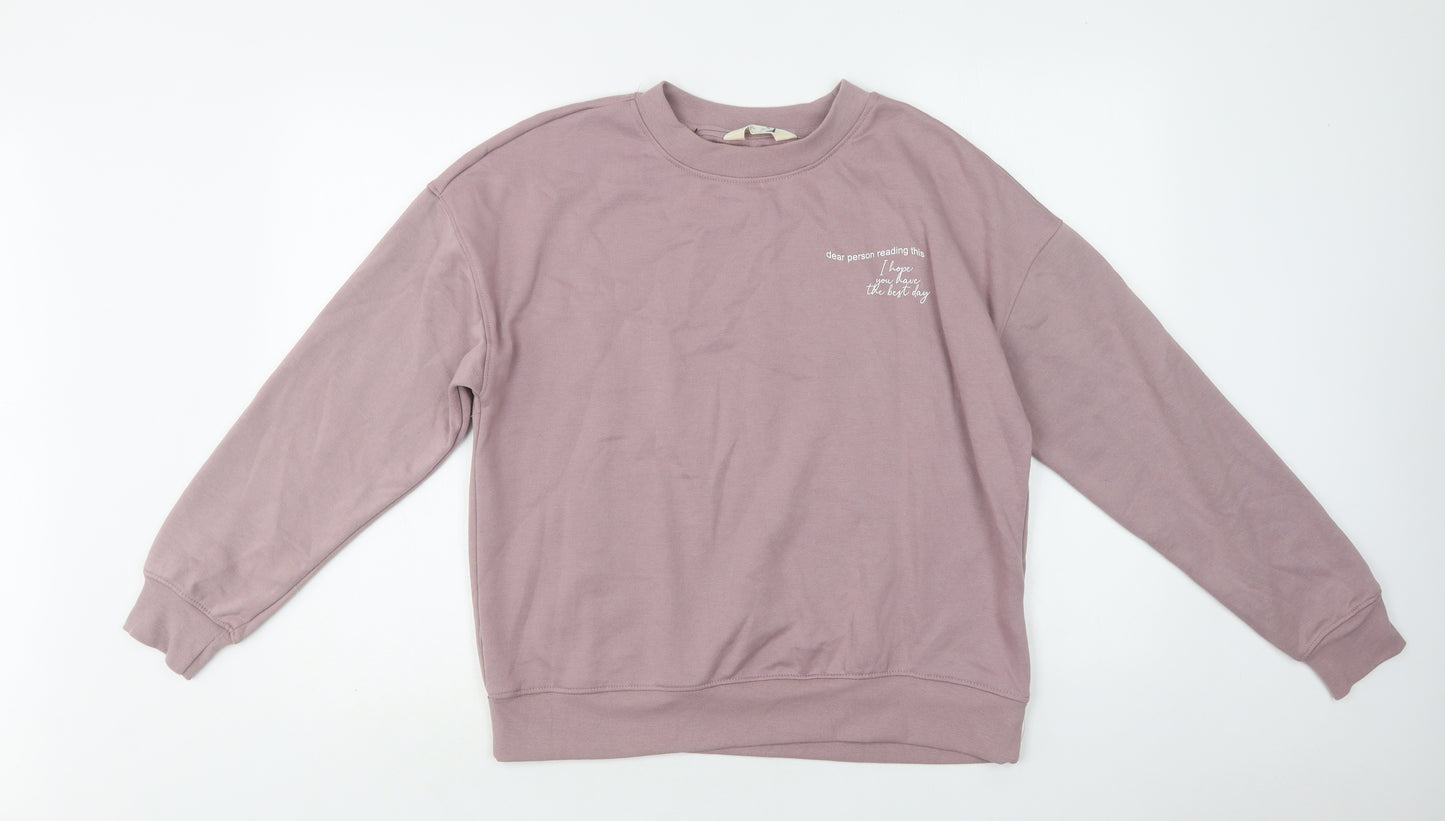 Primark Womens Purple  Cotton Pullover Sweatshirt Size S