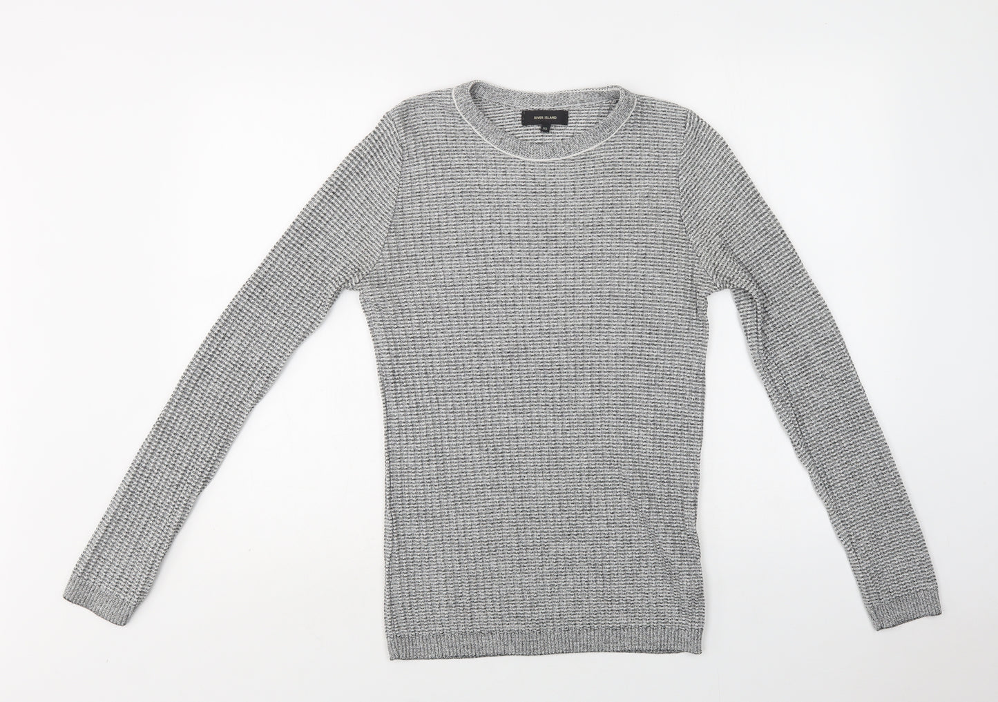 River Is Mens Grey Crew Neck  Cotton Pullover Jumper Size XS