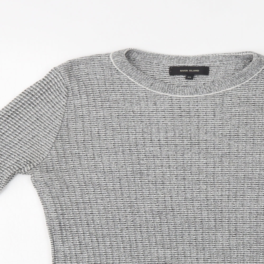River Is Mens Grey Crew Neck  Cotton Pullover Jumper Size XS