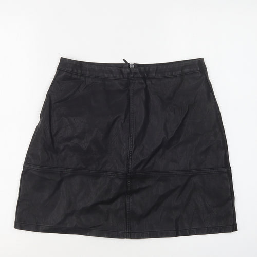 New Look Womens Black  Polyurethane Mini Skirt Size 10   Zip