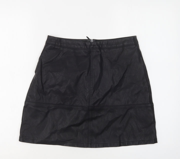 New Look Womens Black Polyurethane Mini Skirt Size 10 Zip