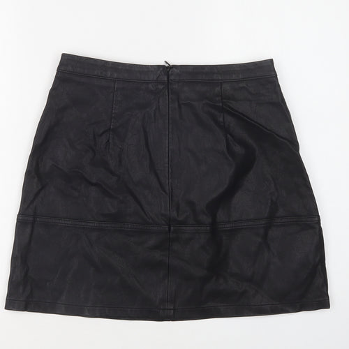 New Look Womens Black  Polyurethane Mini Skirt Size 10   Zip