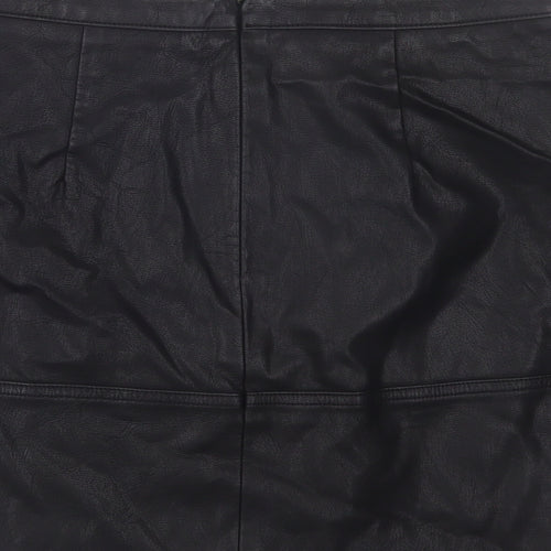 New Look Womens Black  Polyurethane Mini Skirt Size 10   Zip