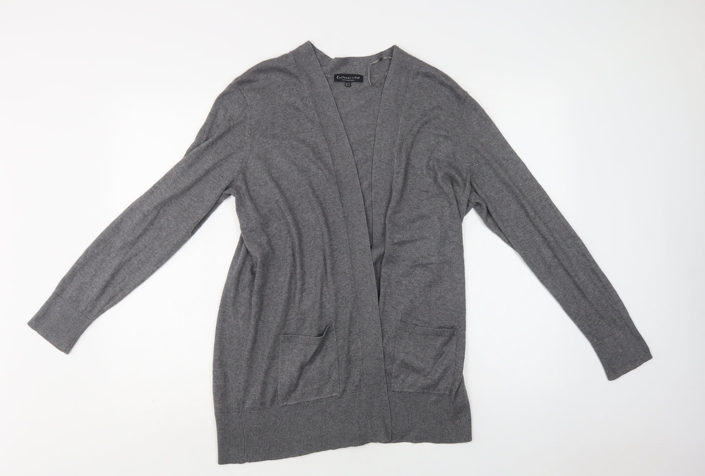 F&F Womens Grey V-Neck  Nylon Cardigan Jumper Size 16