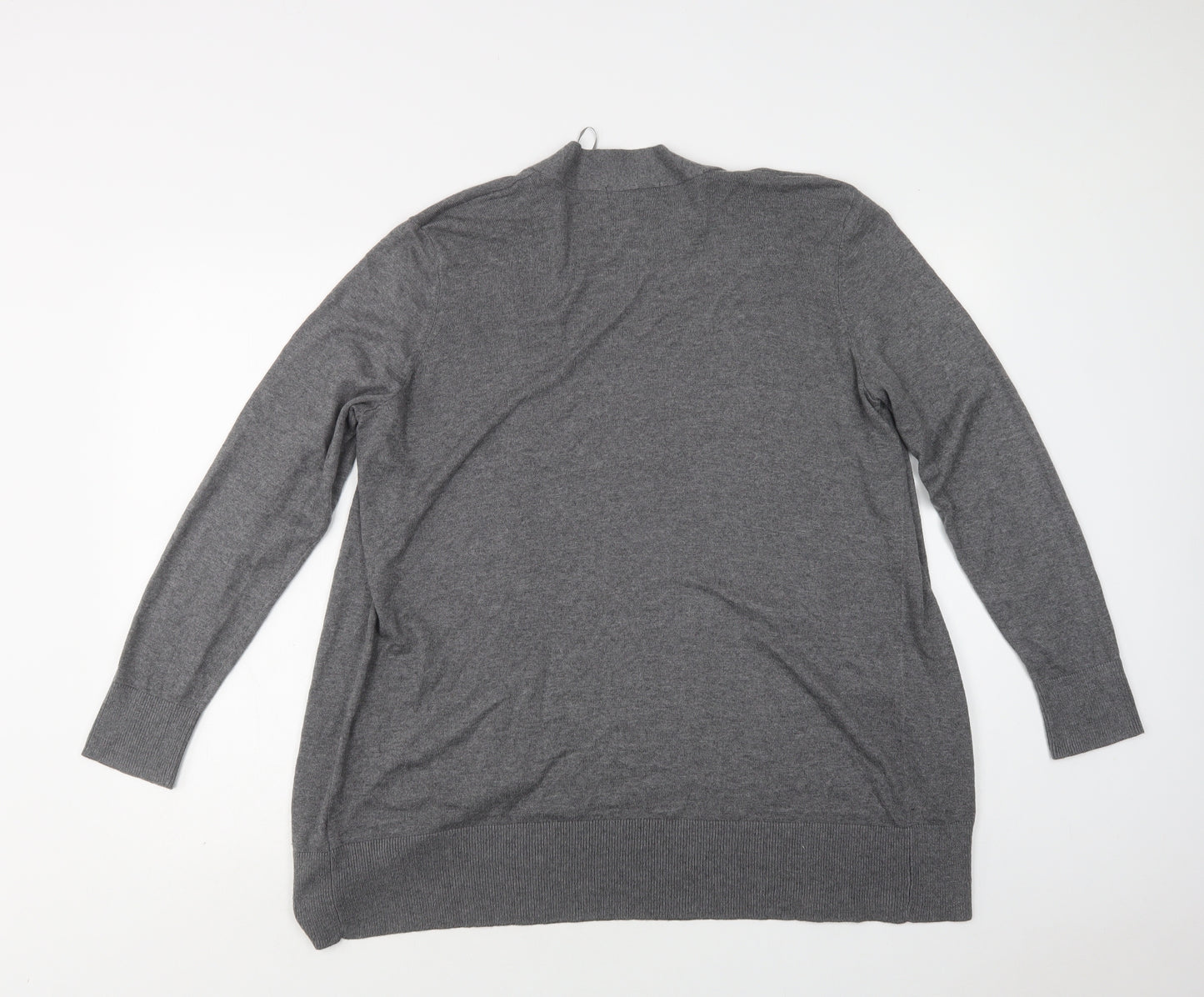 F&F Womens Grey V-Neck  Nylon Cardigan Jumper Size 16