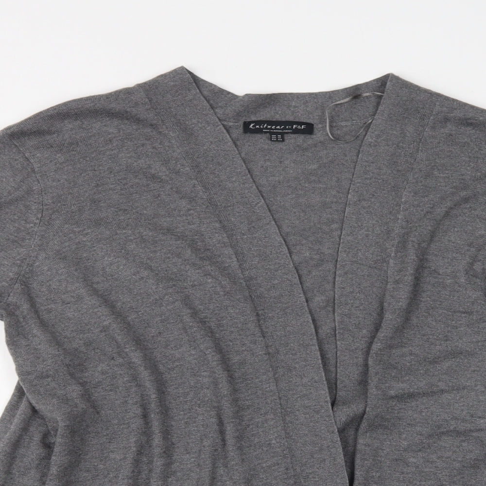 F&F Womens Grey V-Neck  Nylon Cardigan Jumper Size 16