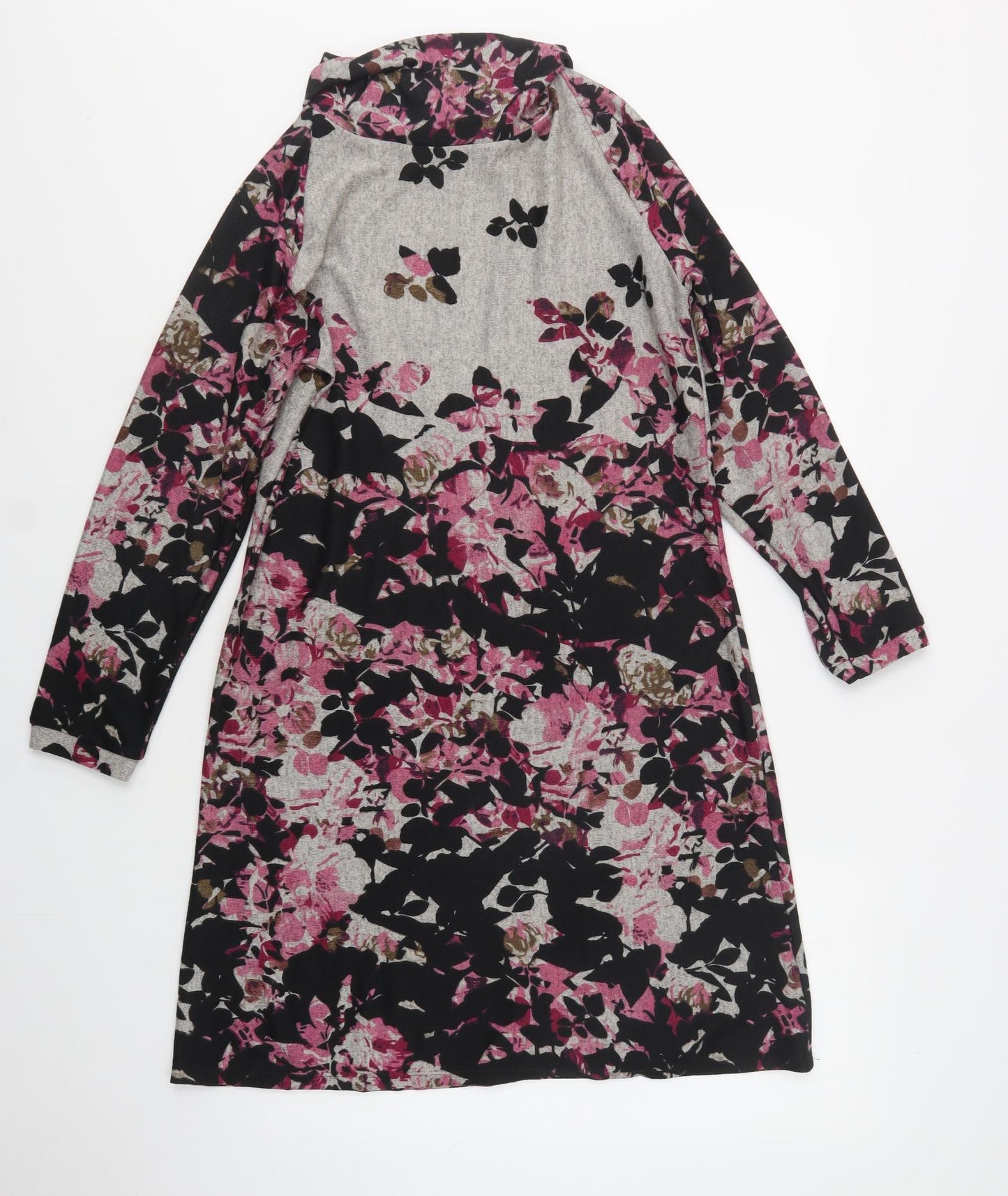 Autonomy Womens Grey Floral  Jumper Dress  Size M  Roll Neck