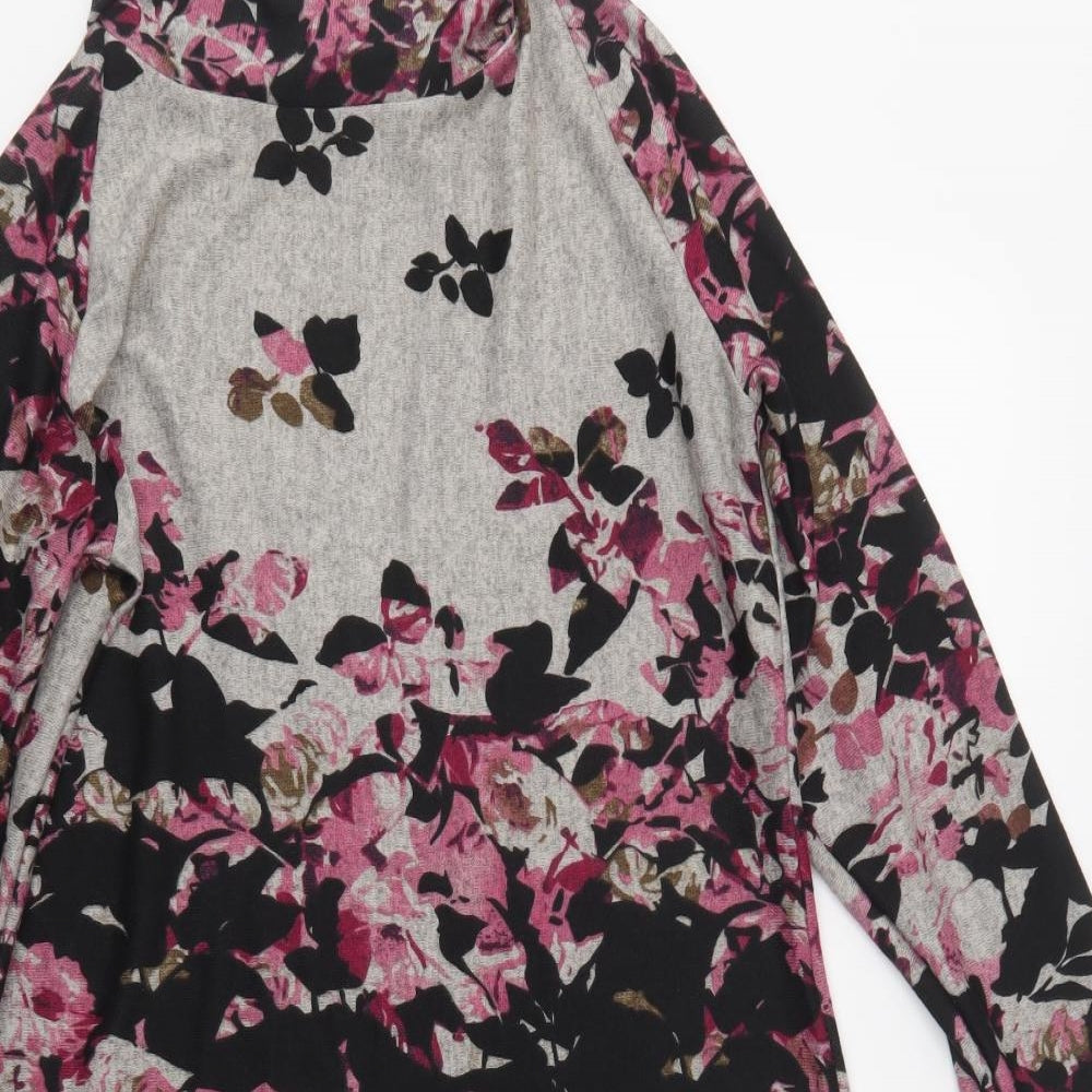 Autonomy Womens Grey Floral  Jumper Dress  Size M  Roll Neck