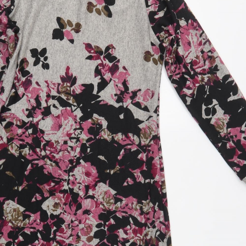 Autonomy Womens Grey Floral  Jumper Dress  Size M  Roll Neck