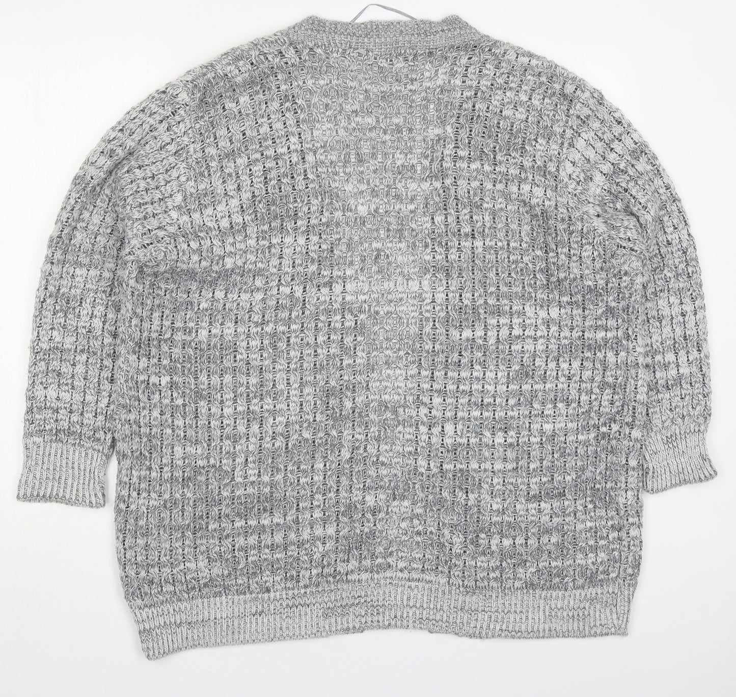 Glimpse Womens Grey V-Neck  Acrylic Cardigan Jumper Size L