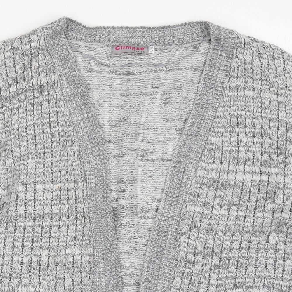 Glimpse Womens Grey V-Neck  Acrylic Cardigan Jumper Size L