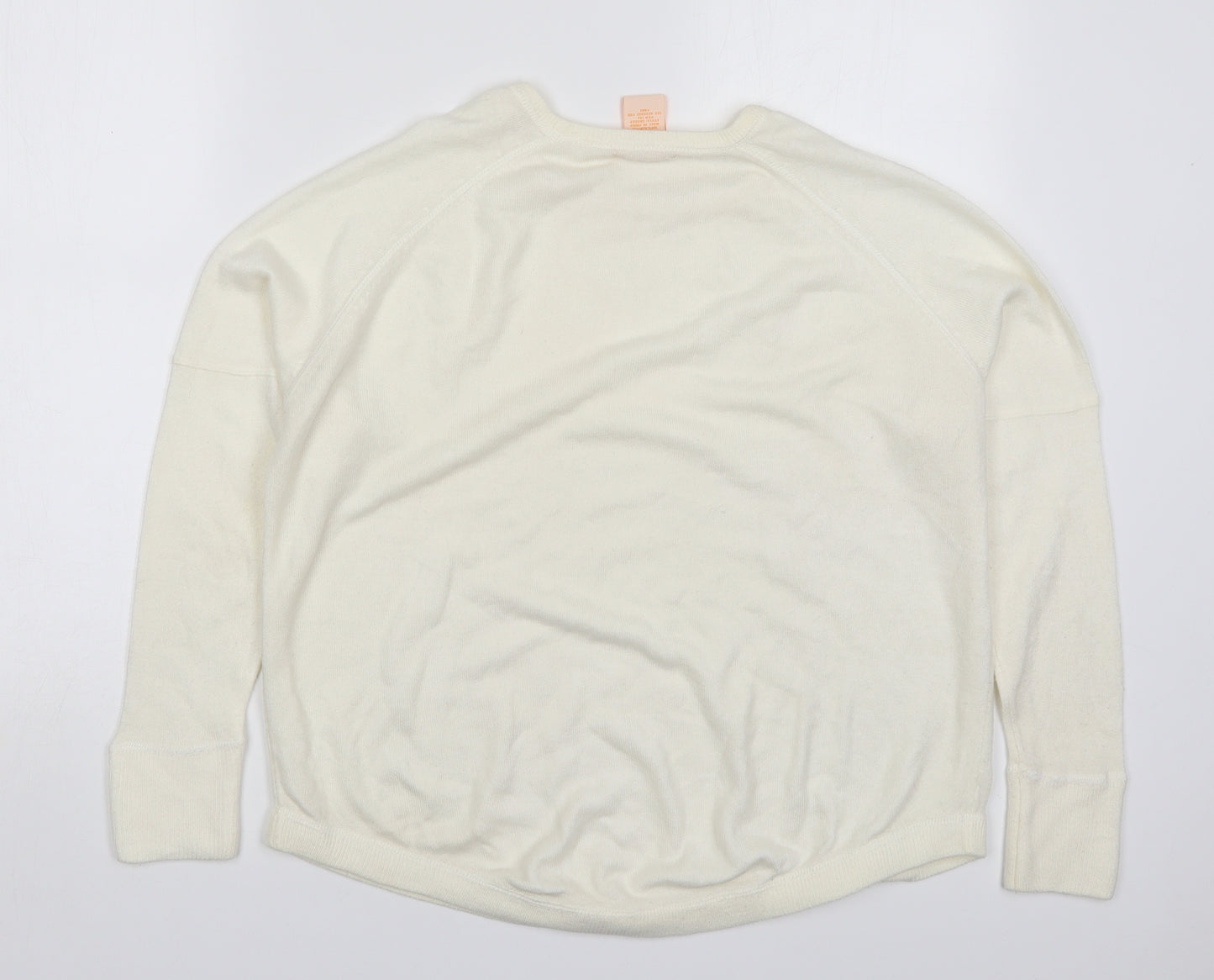 Sweet Romeo Womens Ivory Round Neck  Acrylic Pullover Jumper Size M