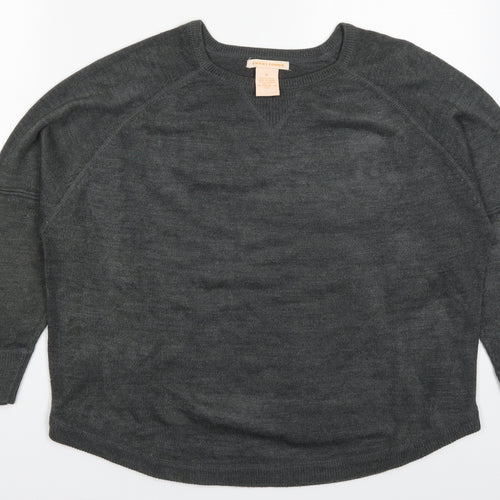 Sweet Romeo Womens Grey Round Neck  Acrylic Pullover Jumper Size M