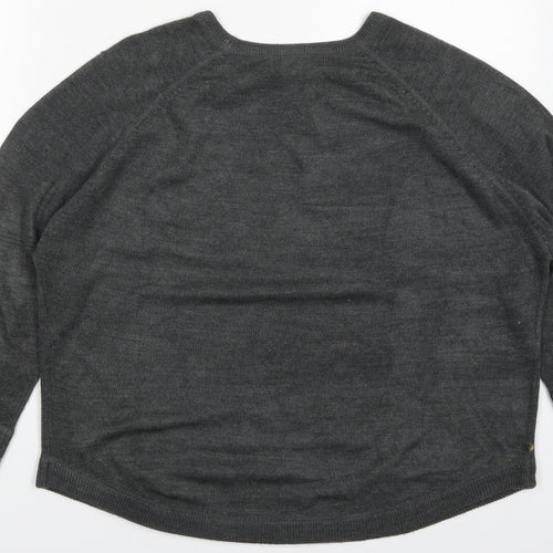 Sweet Romeo Womens Grey Round Neck  Acrylic Pullover Jumper Size M