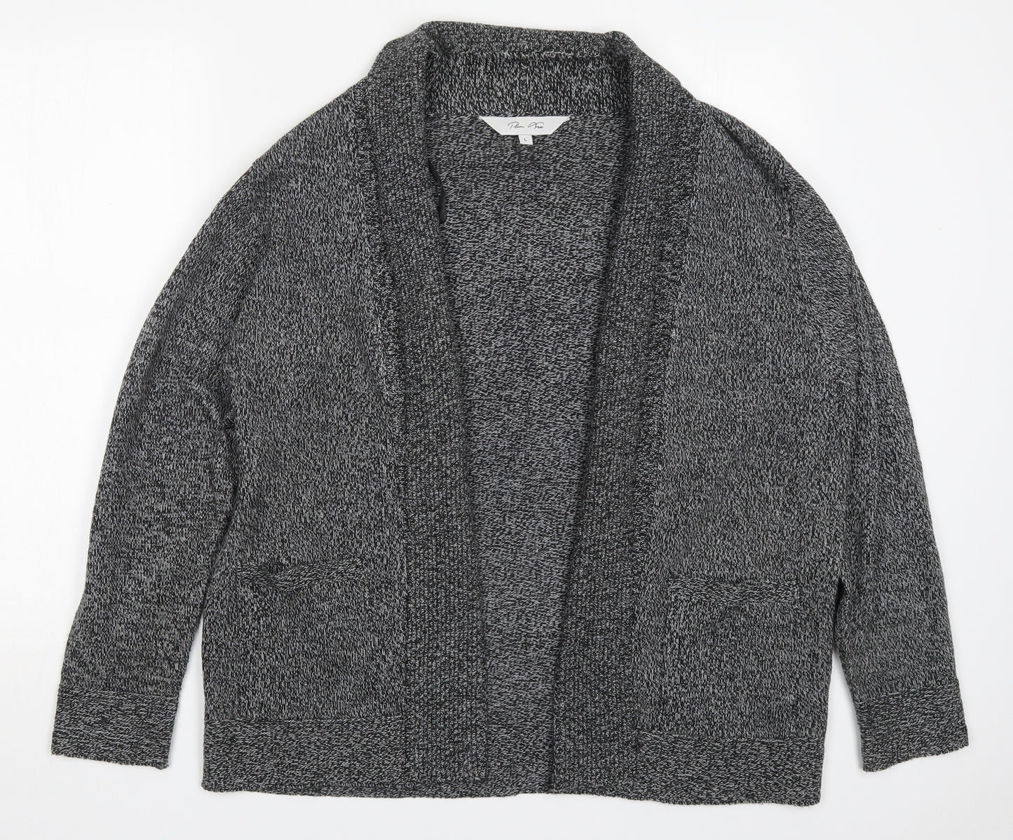 Plum Tree Womens Grey V-Neck  Acrylic Cardigan Jumper Size L
