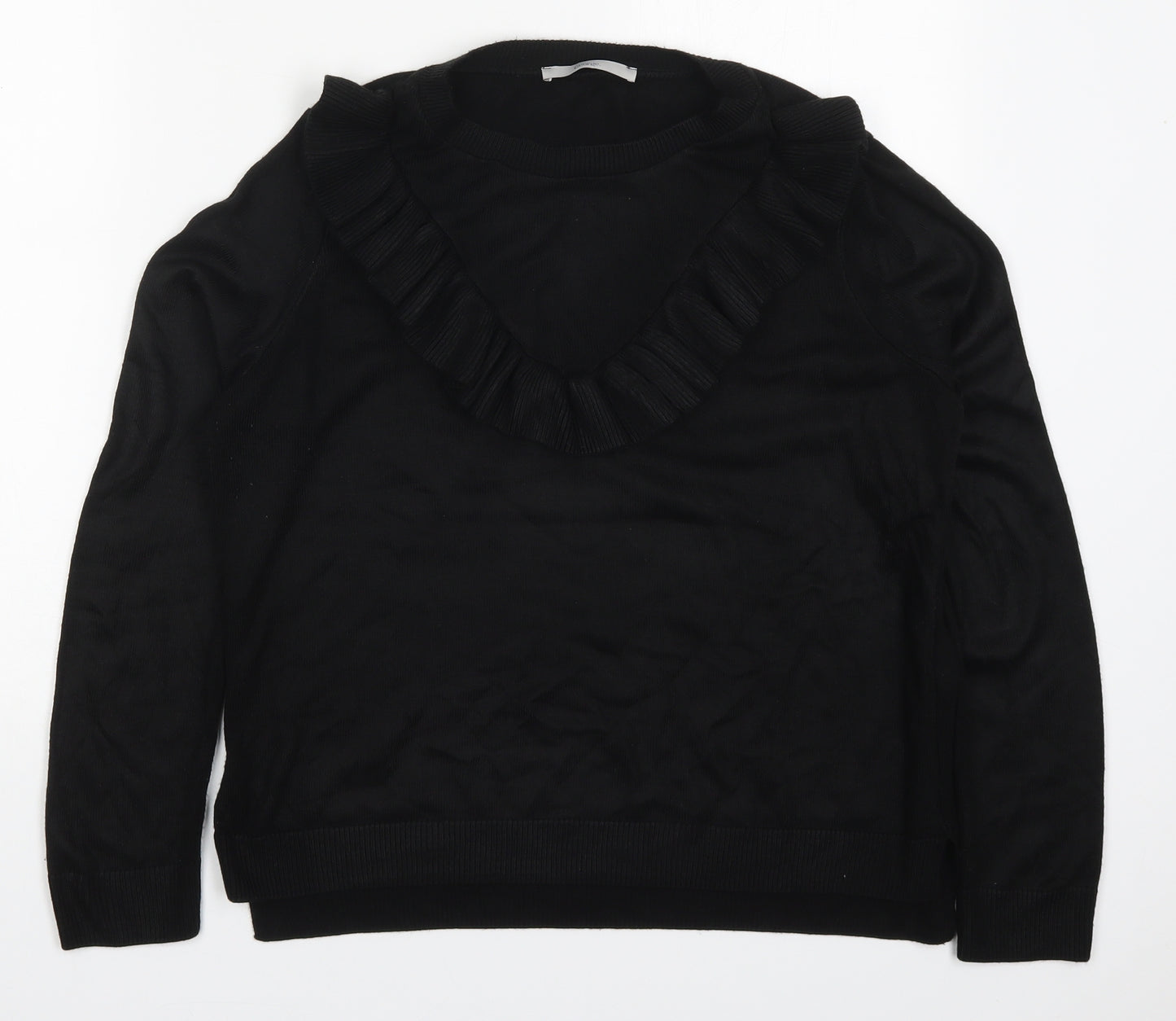 George Womens Black Round Neck  Acrylic Pullover Jumper Size 16