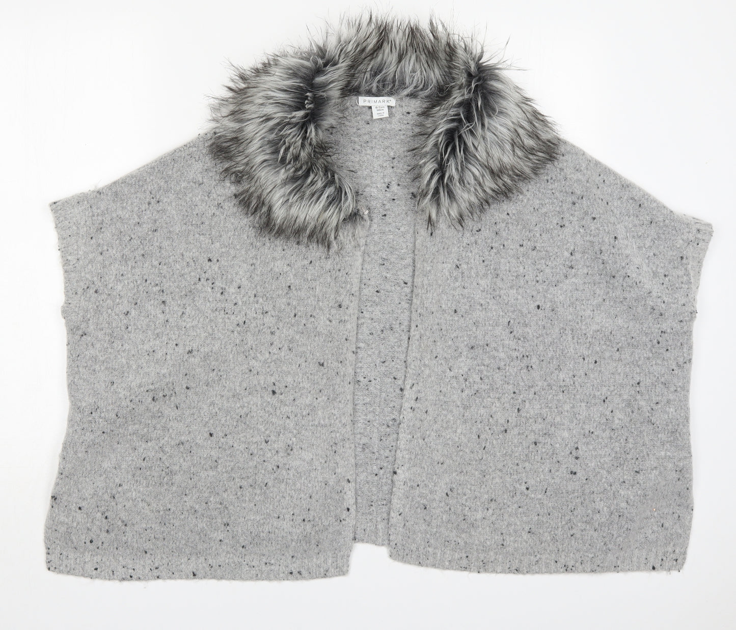 Primark Girls Grey V-Neck  Acrylic Cardigan Jumper Size 10-11 Years